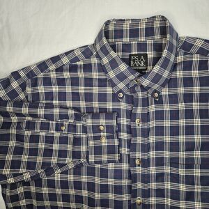 Jos a Bank Travelers Long Sleeve XL Blue Check  Button Down Wear On Neck See Pic
